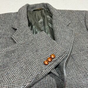Hunter Haig Tailored USA‎ Mens Wool Blazer Jacket Brown Grey Plaid Button Front